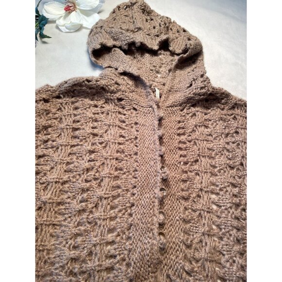 Free People Womens Crochet Knit Hooded Sweater Brown Cottagecore Y2K Twee Boho - Picture 9 of 12